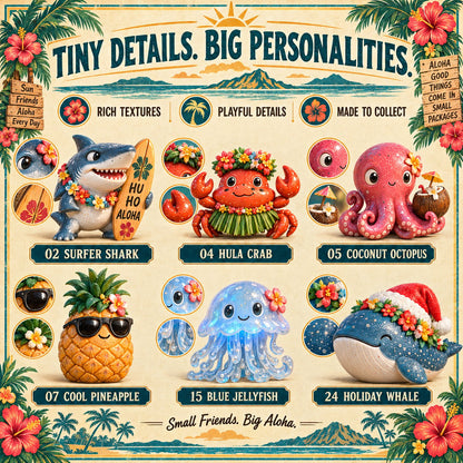24 Days of Hawaiian Odd Friends Advent Calendar | 24 Unique Tropical Mini Figures with Daily Surprises for Hawaii Lovers, Collectors & Christmas Displays
