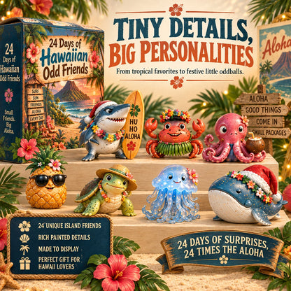 24 Days of Hawaiian Odd Friends Advent Calendar | 24 Unique Tropical Mini Figures with Daily Surprises for Hawaii Lovers, Collectors & Christmas Displays