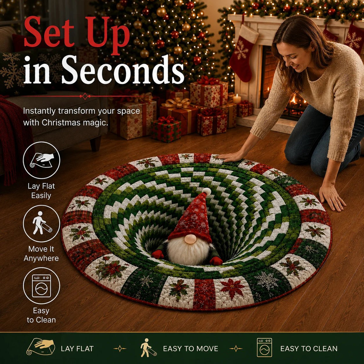 Christmas 3D Optical Illusion Rug