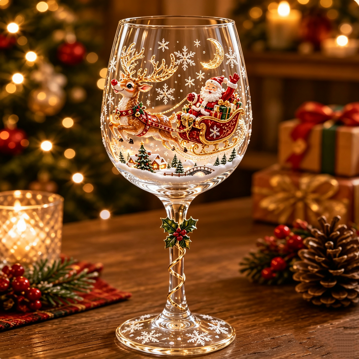 Christmas 3D Wine Glass Collection Gift Box Set