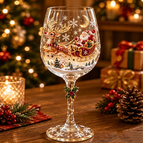 Christmas 3D Wine Glass Collection Gift Box Set