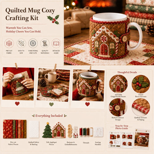 DIY Christmas Mug Cozy Sewing Kit 9 Festive Designs for Standard‑Size Mugs